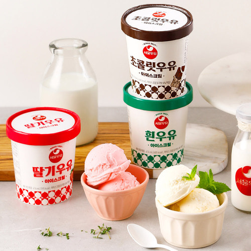 [서울우유] 아이스크림 474ml 7개 (흰2+초코3+딸2)